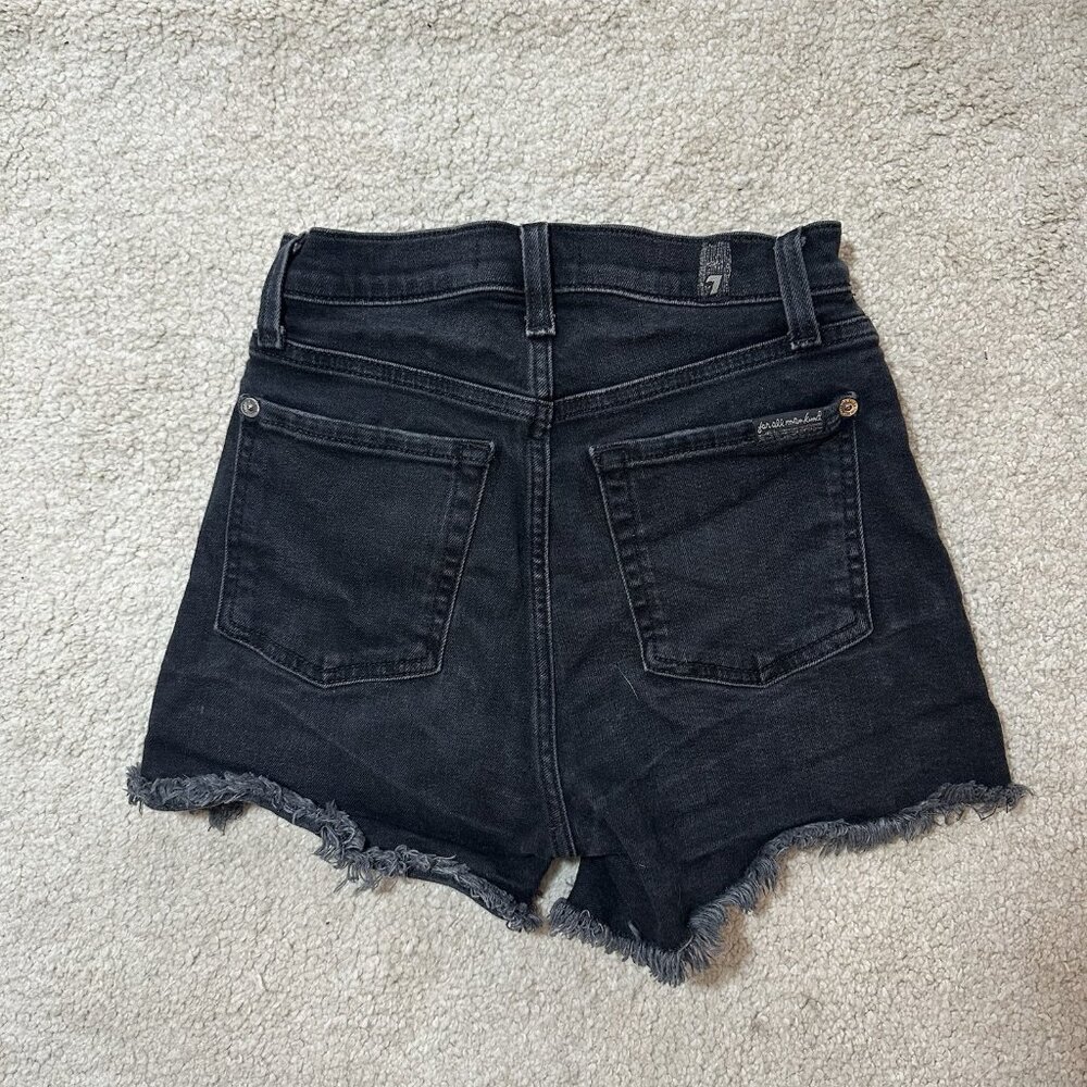 7 For All Mankind Shorts Women’s 23 Black Gray Cutoff Jean Shorts Raw Hem - Picture 2 of 11